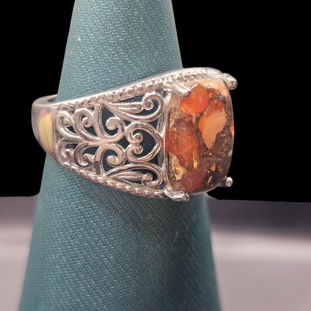 Matrix Fire Opal Ring - Picture 2 of 6